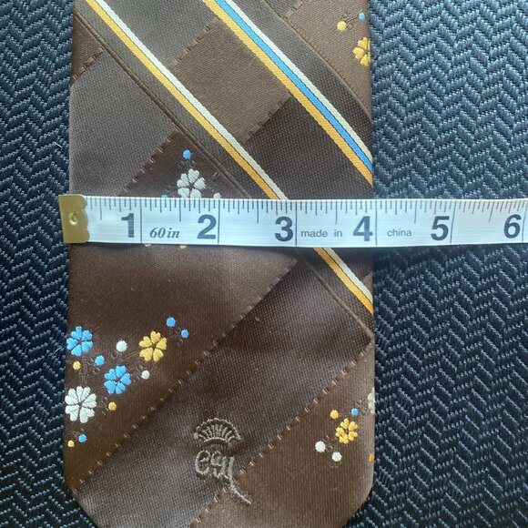 24- The Mr. James Tie – Vintage 1980s Wide Brown Floral Tie - Picture 5 of 8